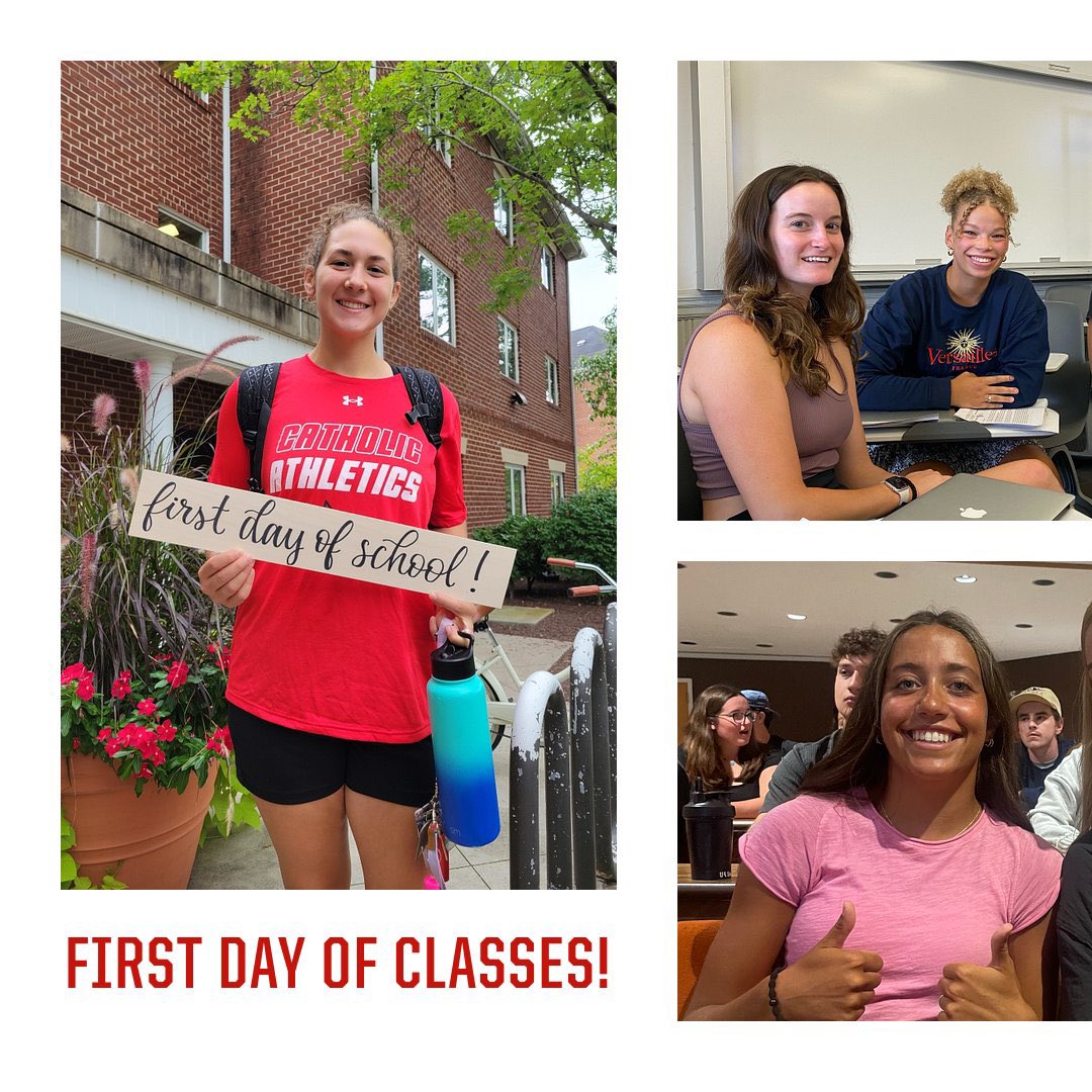 CatholicU_WBB's tweet photo. First day of school pictures for the first day of classes! 📸 https://t.co/tSnhrQ0uEh