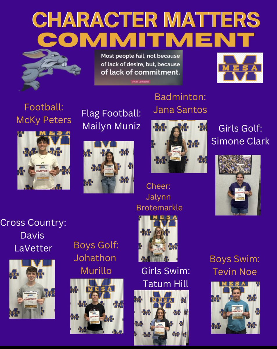 MesaHSathletics's tweet photo. 1st week of Character Matters for Fall Athletics!!  Thank you Jackrabbits for showing Mesa what it means to have COMMITMENT! https://t.co/k4TcfNnBYm