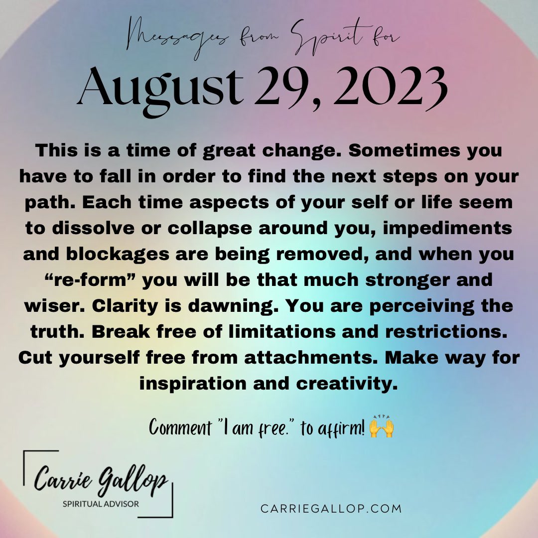 Messages From Spirit for August 29, 2023 ✨

#Daily #Guidance #Message #MessagesFromSpirit #August29 #Aug29 #Time #Change #Find #NextSteps #Path #Challenges #Obstacles #Life #Dissolve #Collapse #Impediments #Blockages  #Stronger #Wiser #Clarity #Perception #Truth #BreakFree