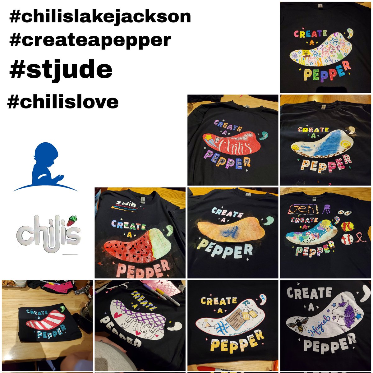 Mercedes_C15's tweet photo. Had our coloring party for our #stjude shirts to gear up for #nationalchildhoodcancerawarenessmonth. All of the creativity from our team &amp; their families came out tonight. @mlflores610 #chilislove https://t.co/GmKBIQkjAT