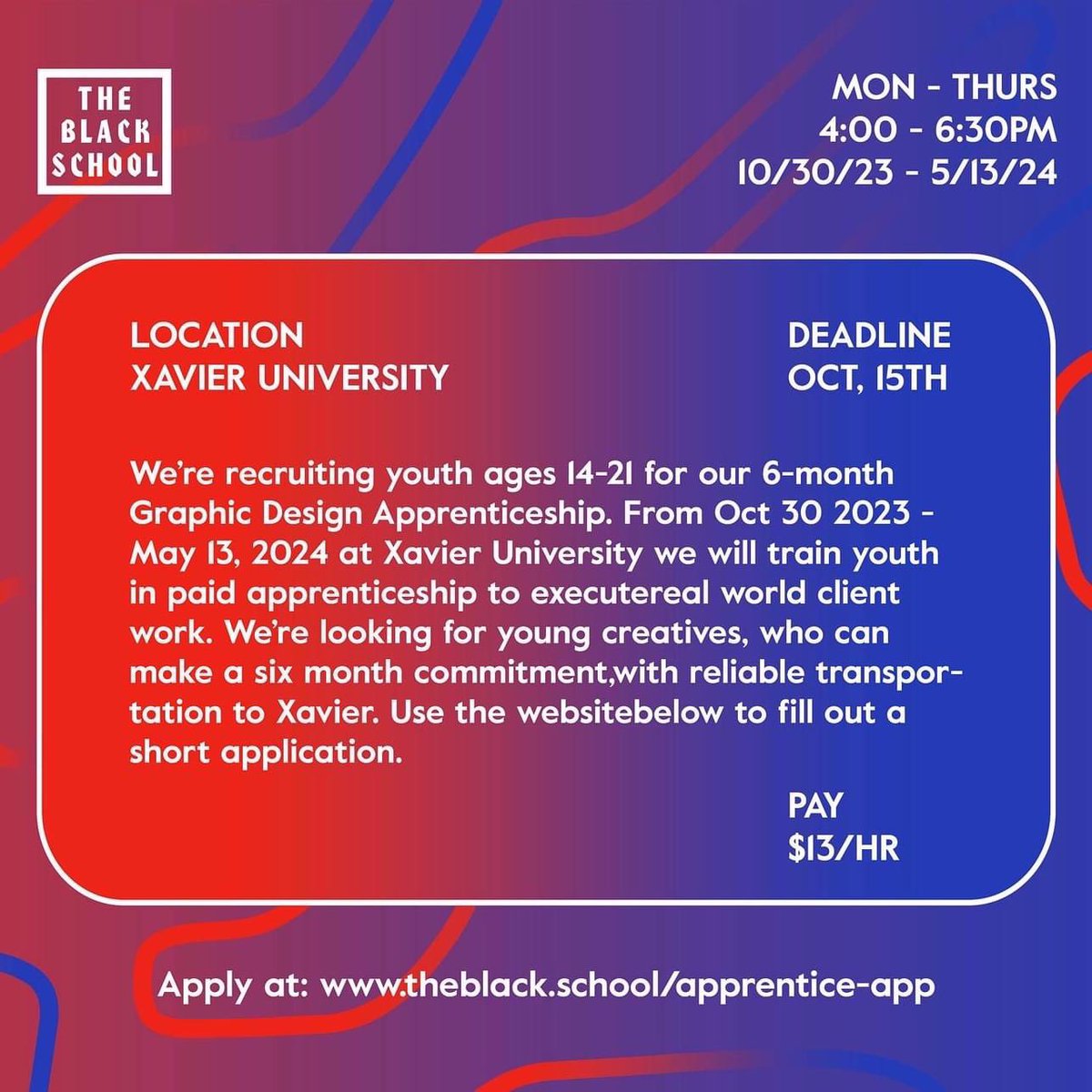 #mydu do you know of any graphic designers on the oaks who need a paid internship