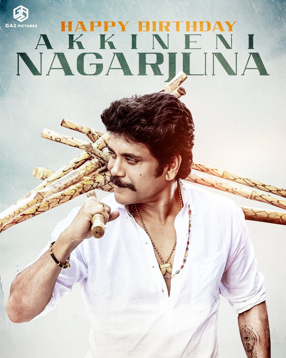 GA2Official's tweet photo. Wishing the charming hero @iamnagarjuna garu, a very Happy Birthday ❤️ 🎊

May you continue to mesmerise us with your versatile performances and evergreen charm. Best wishes for #Nag99 and all your upcoming projects✨️

#HBDKingNagarjuna ❤️‍🔥 https://t.co/63nWfNGq53
