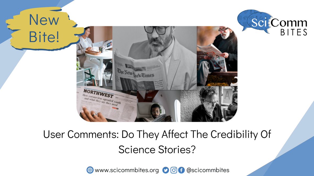 💬New #SciCommBites post💬 by Tony Van Witsen! 

User Comments: Do They Affect The Credibility Of Science Stories?

Read at scicommbites.org/post/user-comm…!

#SciComm #SciEngage #ScienceBitesBlogging
<a href="/science_bites/">Science Bites</a>
<a href="/scicommtrainers/">SciComm Trainers Network</a>