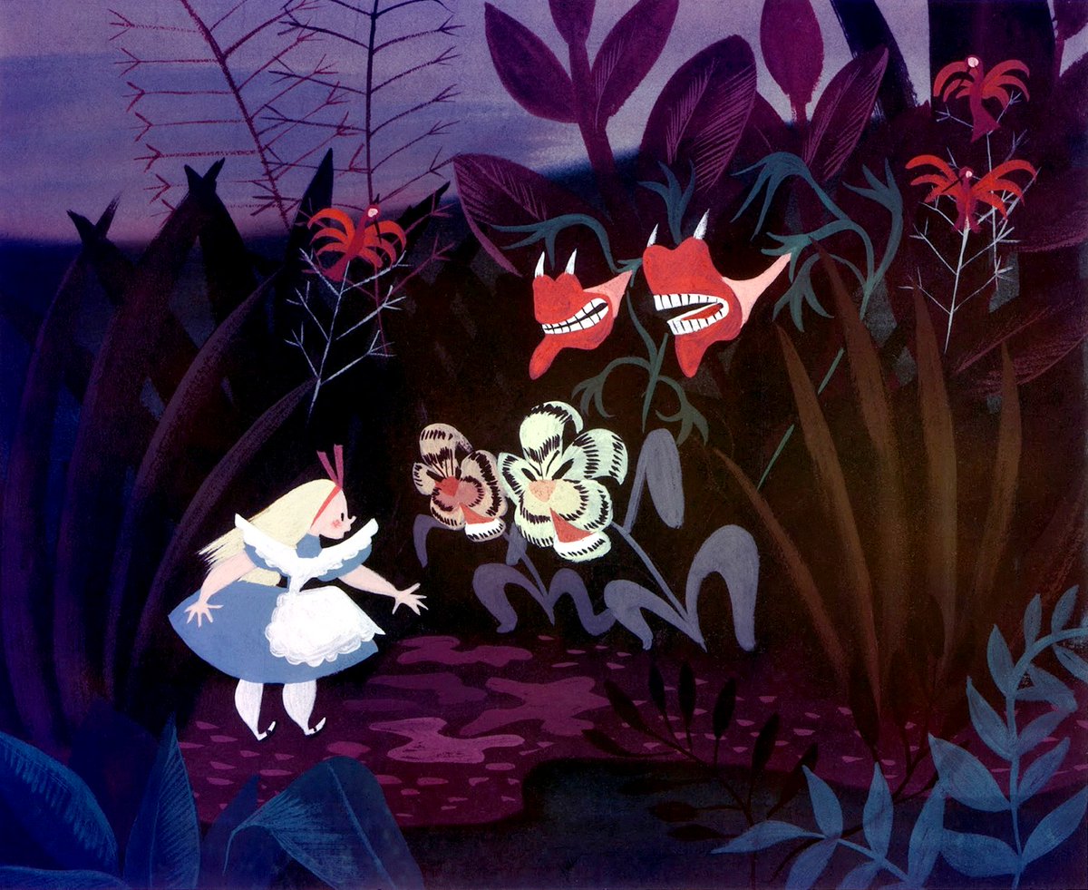 ani_obsessive's tweet image. Concept art by Mary Blair for Alice in Wonderland (1951), dir. Clyde Geronimi, Wilfred Jackson and Hamilton Luske, Walt Disney Productions