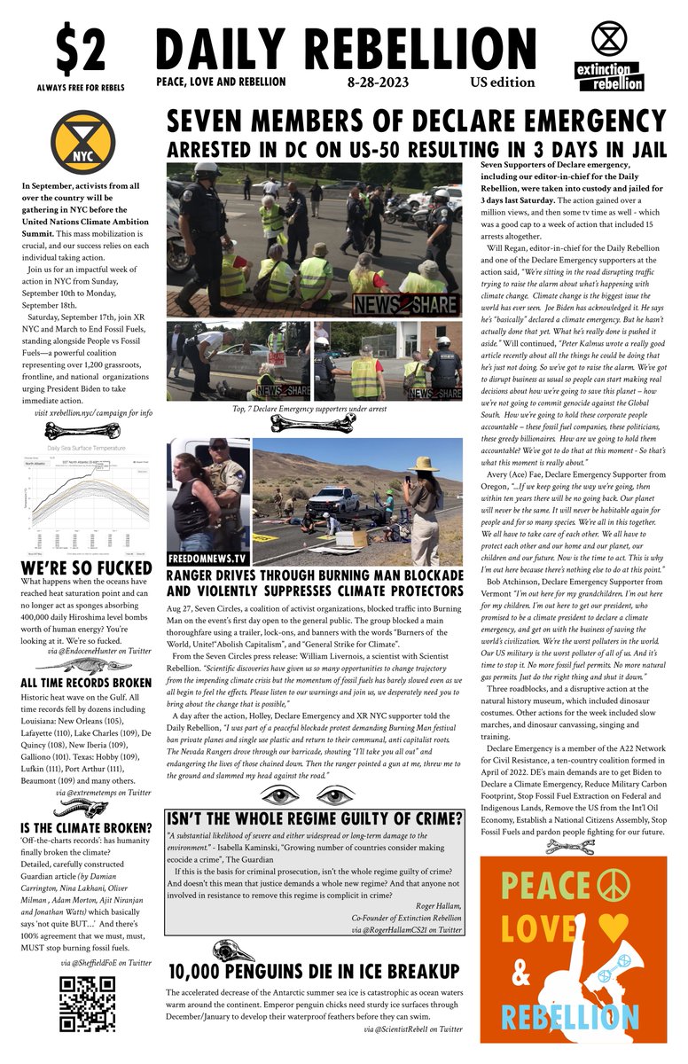 Seven Declare Emergency 🚨 Supporters arrested 🚓and Burning 🎇Man Blockade🚧 Driven through by police 🚔xrpathways.org/seven_members_… 10,000 penguins 🐧die and climate might be broken 🌀in this #DailyRebellion 📰🧵1/13