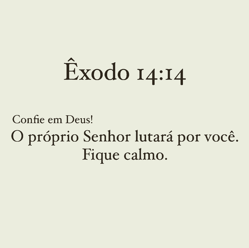 O Senhor guerreará por vós. Por isso, acalmai-vos.
Êxodo 14:14 A21
