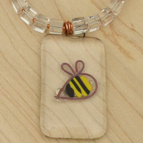 Fab #jewelry for a #beekeeper: #fused glass #bee pendant #necklace w/ AAA #quartz cubes & black #Swarovski crystals! bit.ly/SaveTheBeesSD via @ShadowDogDesign #ShopSmall #Handmade #Bees #BeeNecklace