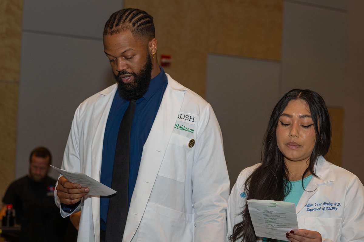 The Future of Medicine: It was a moment of pride and purpose as first-year @rushumedcollege students recited the Hippocratic Oath and donned their white coats — marking the beginning of their careers in medicine. Congratulations to the Class of 2027! 🥼💚 #WhiteCoatCeremony