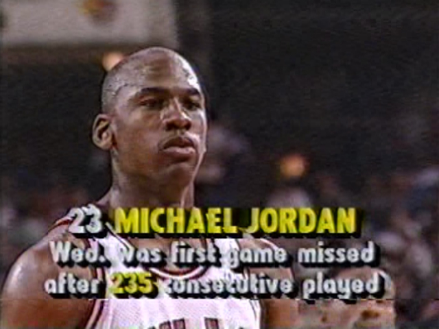 Some Michael Jordan consecutive streaks

A True Competitor Like Jordan NEEDED To Be On The Court, You Couldn't FORCE Jordan To Load Manage:
263 games played in a row (March 19, 1995-April 18, 1998)
235 games played in a row (March 11, 1989 - February 3, 1992)
235 games played in