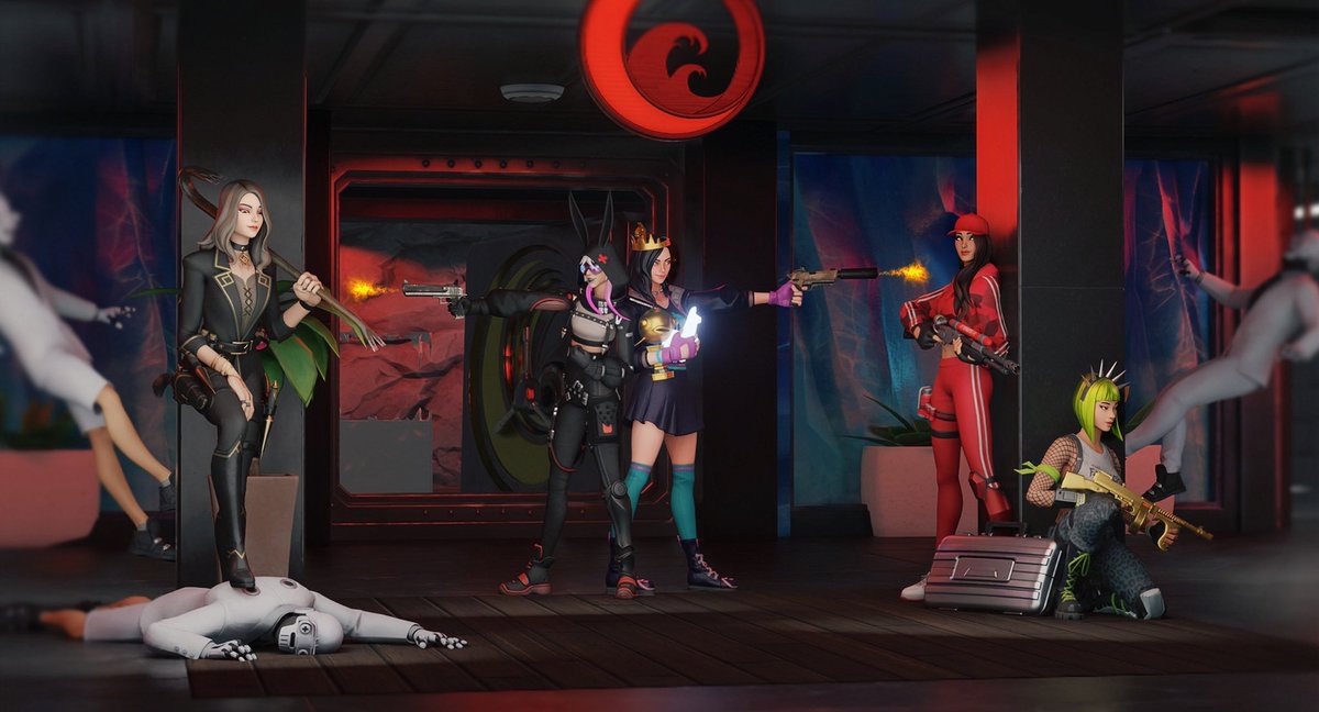 R4ch3llll's tweet photo. Girls Vault Heist 👑 

#fortnite #3dart #fortniteart #FortniteChapter4Season4 https://t.co/moWQ9j8Le2