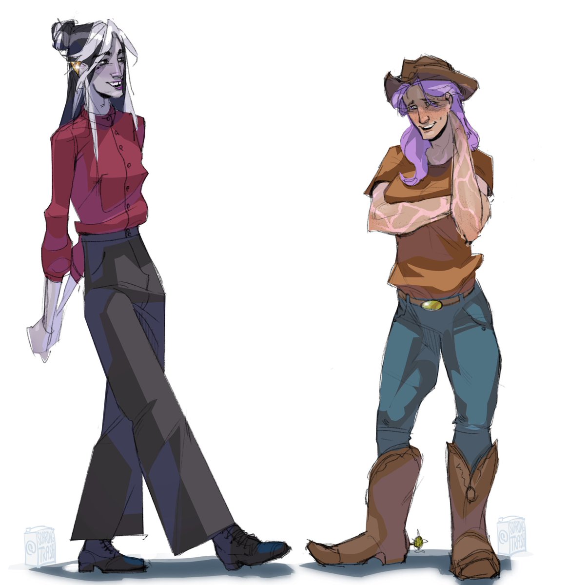 stupid lil modern au doodle (and laudna with gap teeth because i think it would be adorable) #imodna #CriticalRole #criticalrolefanart #ImogenTemult #Laudna