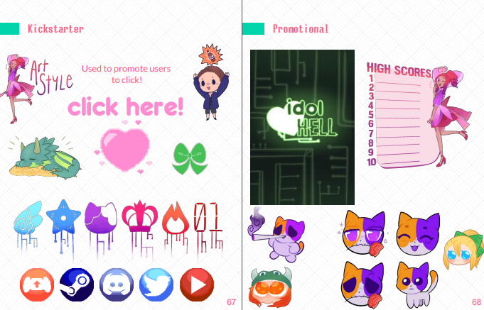 IdolHellGame's tweet photo. Idol Hell's Digital art book will be selling this Friday! Grab it on Sept. 1st to receive 76 pages of cute anime/pixel artwork in both a PDF and interactive web link! 🎀🎨🎀

#idolhell #anime #DigitalMarketing #art #digitalart #indiegame #artbook https://t.co/dqdHVw3gtm