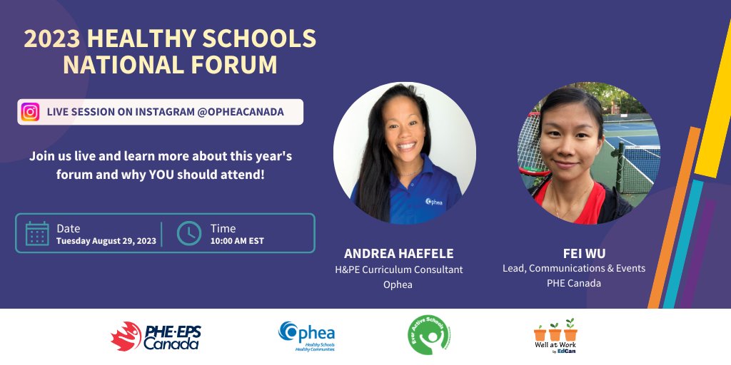📣 JOIN @OpheaCanada and @phecanada on Tuesday, August 29th @ 10:00 AM EST on Instagram Live to learn more about the 2023 National Schools Healthy Forum and why YOU should attend! #HSForum23