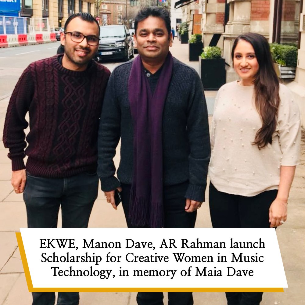 📣 I started a #music #scholarship in memory of my late daughter, with my friends at #EKWE and the #Oscar-winning composer @arrahman. 📚 👩‍🎓 The #EKWE x #MaiaDave Scholarship for #Creative Women in Music #Technology was created to offer young women and girls the opportunity to