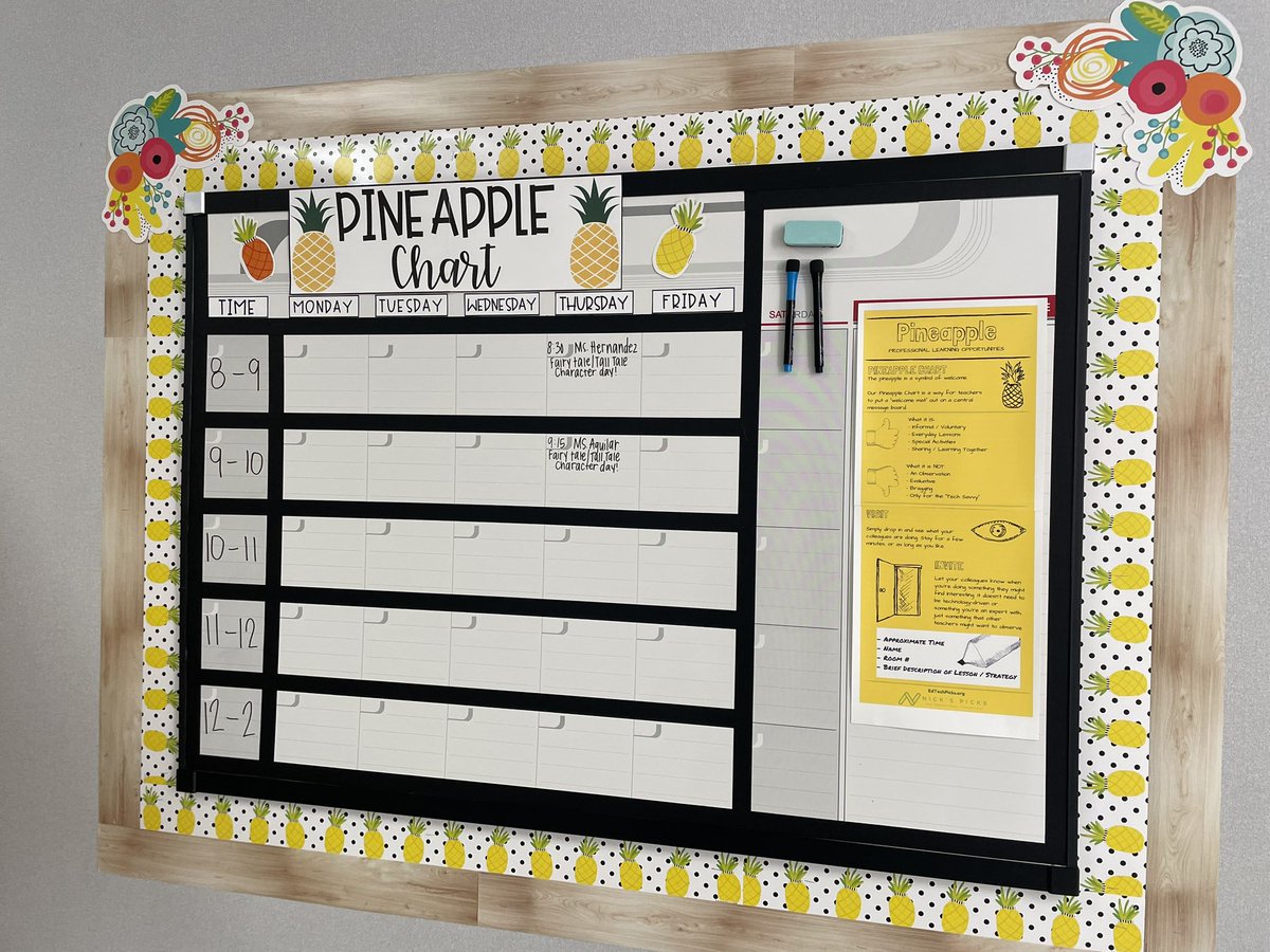 I’m excited to announce that Pineapple Charts are now a part of our campus culture! 🍍 Ready to see the magic of peer-to-peer learning unfold. Teachers invite their peers to come see the great things they are doing #CollaborativeLearning @lmamerson