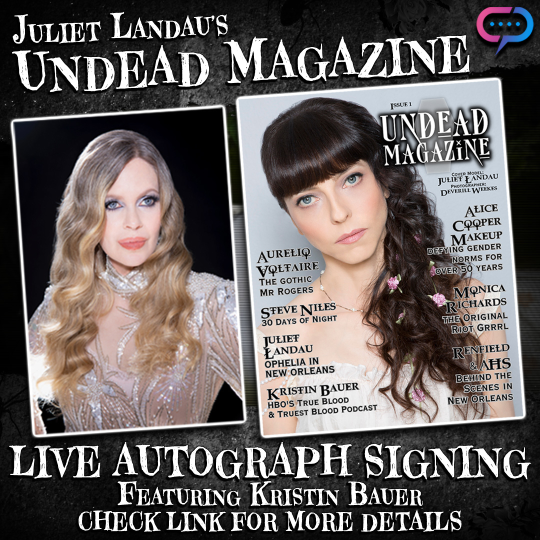 Wanna spend Sat Sept 23rd online w/ me, @IamKristinBauer, @SteveNiles, Monica Richards & @DeverillW?! We’ll be all together signing 1st issue of UNDEAD MAG! Avail here: streamily.com/julietlandau! Hang out w/ us as we sign live on my IG: @juliet_landau Will be sent Worldwide!