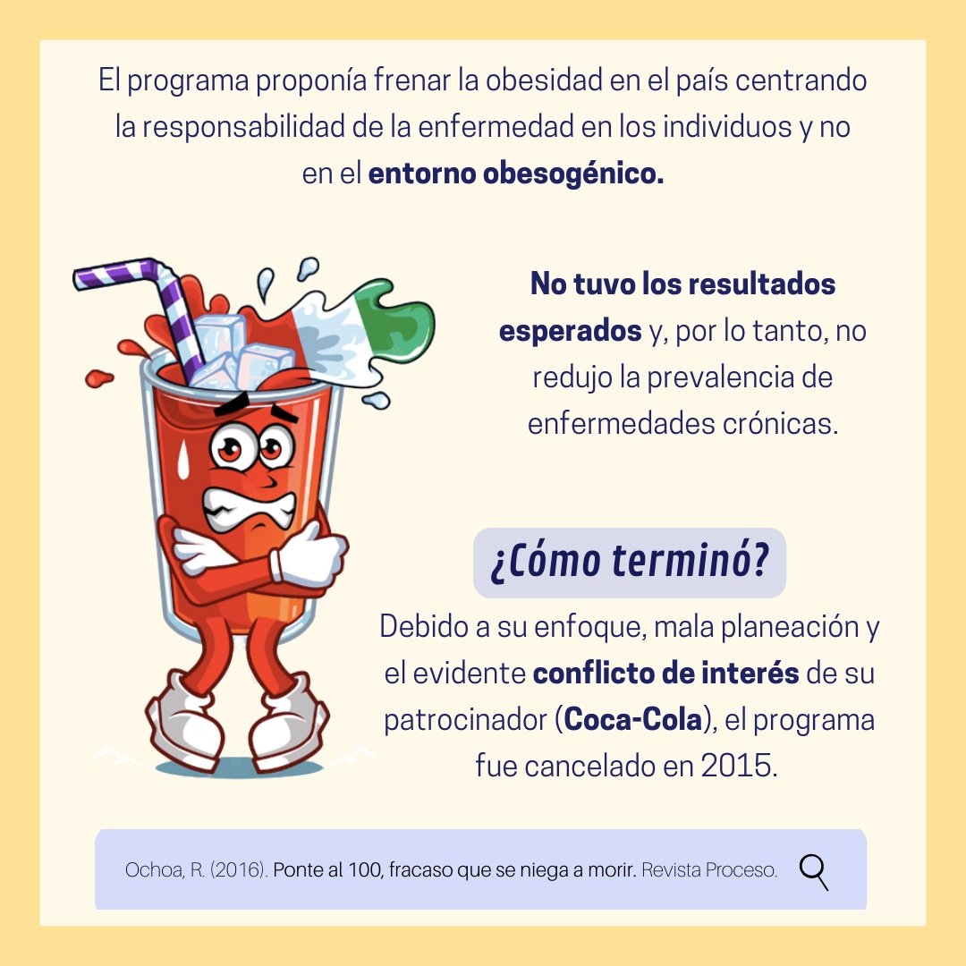 NutriCOI's tweet photo. ¿Te imaginas un programa sobre #ActividadFísica y #nutrición financiado por la industria de productos ultraprocesados?🧐 En el 2013 #Cocacola lanzó un proyecto como este, sin embargo, no llegó a operar correctamente y solo sirvió para promover el consumo de Coca-Cola‼️ https://t.co/ThFSgUYAnr