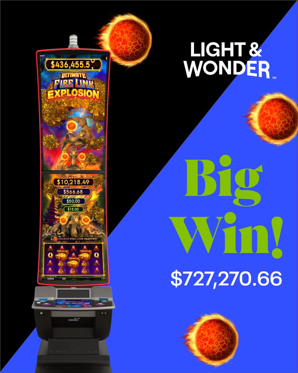 Explosive win alert! Congrats to a lucky player at @GunLakeCasino for the huge $727K jackpot win! ☄️ #Gaming #Casino