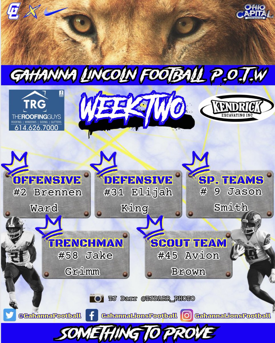 WEEK TWO P.O.T.W 📈🏔️🏈🦁
<a href="/_TheRoofingGuys/">The Roofing Guys</a> <a href="/GLHS_Athletics/">Gahanna Lincoln Athletics</a>