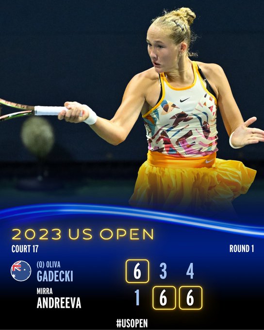 Mirra Andreeva beats Olivia Gadecki 1-6, 6-3, 6-4