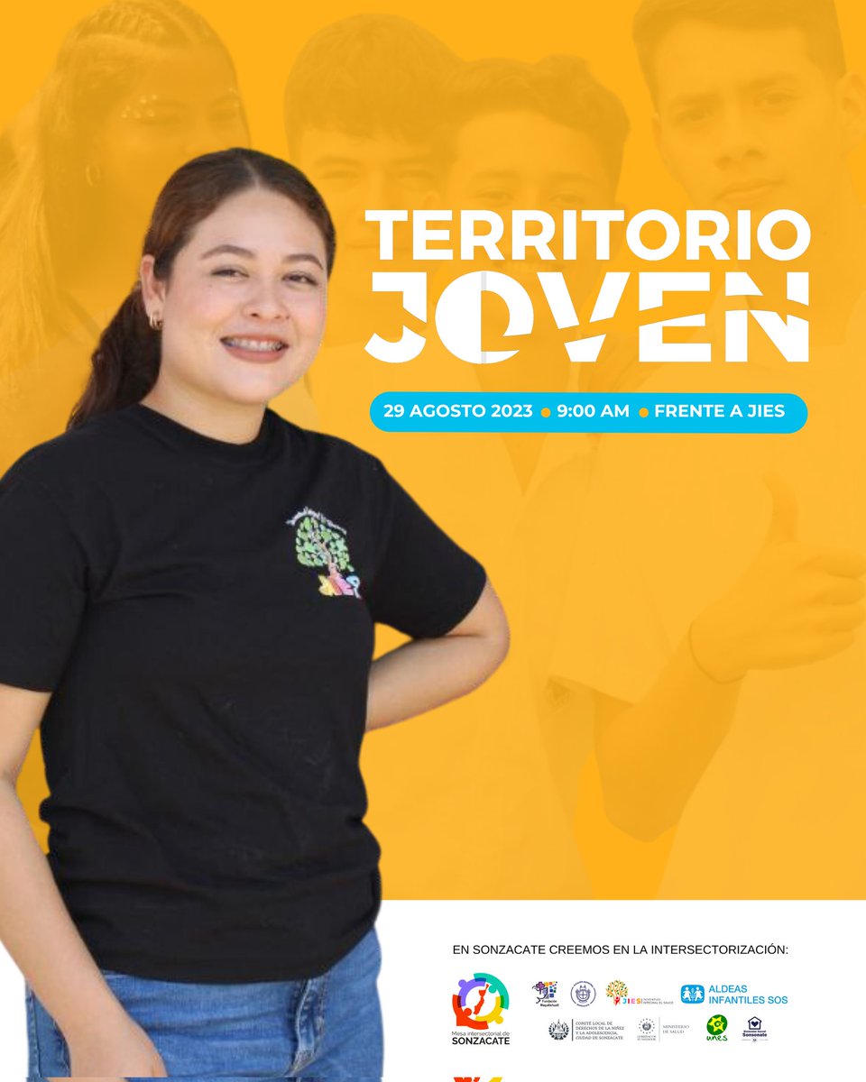 jiesinfo's tweet photo. La Mesa Intersectorial te invita a participar del Festival “Territorio Joven” en el marco del Día Internacional de la Juventud, que se llevará a cabo el 29 de agosto de 2023 a partir de las 8:00 am frente a las instalaciones de JIES, en Sonzacate. https://t.co/aWKTxixosU