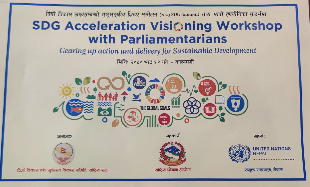 UNDPNepal's tweet image. Nepal&apos;s lawmakers get together to take stock of the progress towards SDGs ahead of 2023 SDG Summit. UNRC @SingerHanaa stressed on the need for increasing the political will at all levels to accelerate the achievement of SDGs.