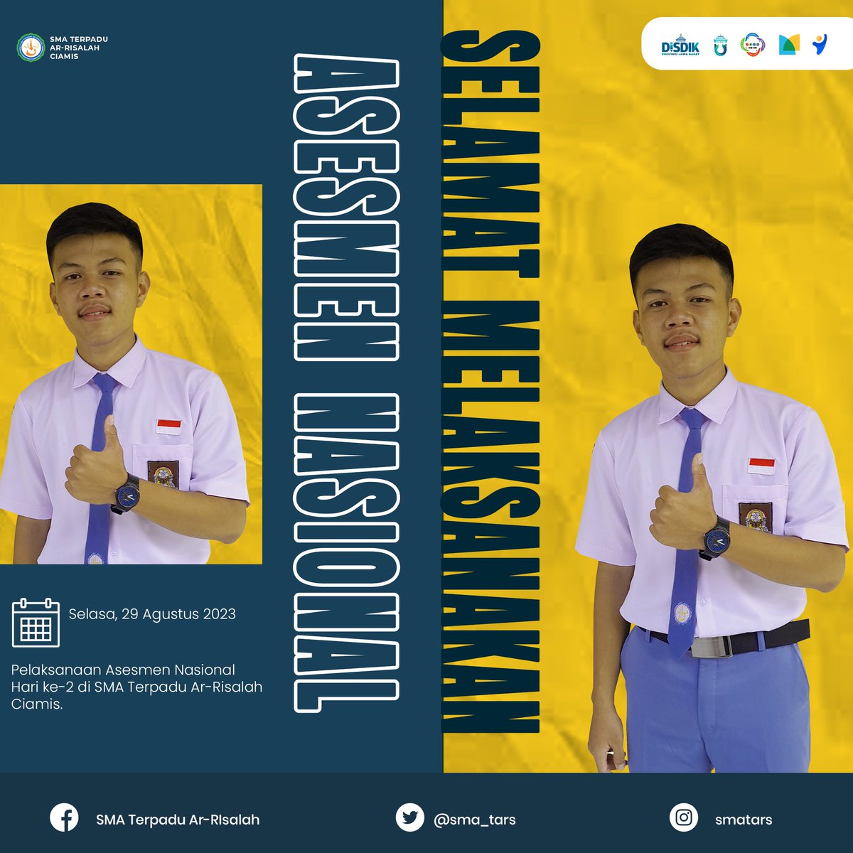 SMA_TARS's tweet photo. Hari kedua Pelaksanaan Asesmen Nasional Tahun Ajaran 2023-2024 di SMA Terpadu Ar-Risalah Ciamis.

Kegiatan Asesmen Nasional Tahun Ajaran 2023-2024.

#asesmennasional
#asesmen
#ANBK
#asesmennasional2023
#asesmensma
#asesmennasionalsma
#asesmennasionalsma2023 https://t.co/9Zi7tQVCnL