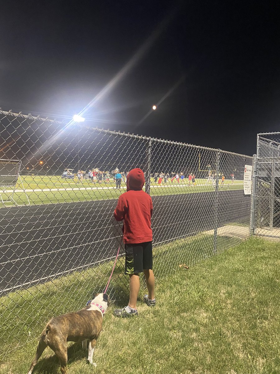 The moon was shining bright over the @TWTrojans band practice tonight!