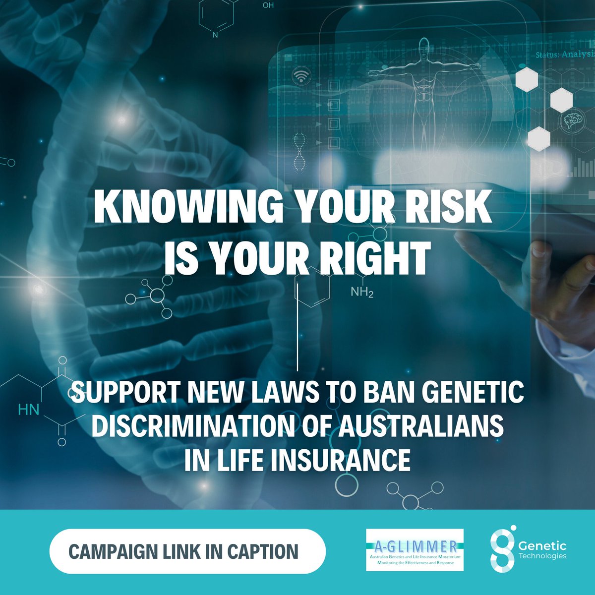 Did you know that genetic discrimination in Australian life insurance is legal? This fear of discrimination leads some people to choose not to have potentially life-saving #genetictesting or participate in #geneticresearch. Take action today: bit.ly/45uhmKP #genomics