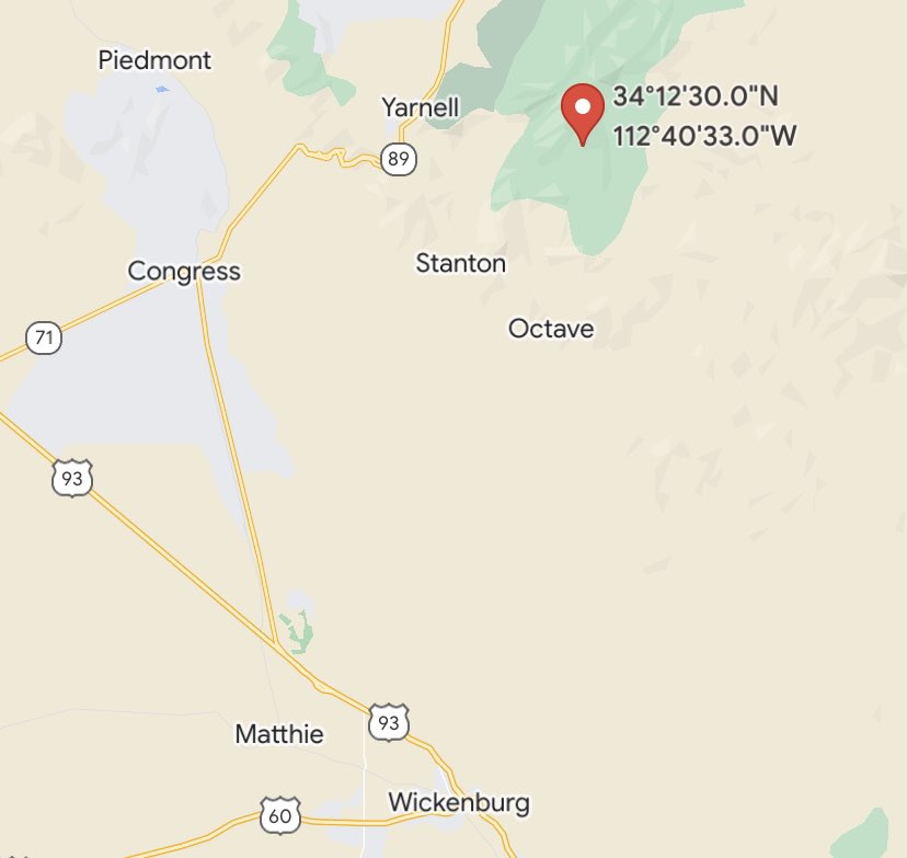 BLMAZFire's tweet image. PHD - New Start #LionFire on south end of the Weaver Mountains north of Wickenburg. Lightning-caused fire measures about 25 ac. with slow spread. No values at risk. Fire personnel will monitor and will access the fire in the morning. #AZFire