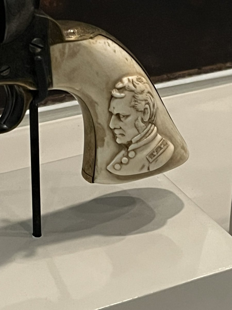 OLD PAP’S REVOLVER.

Colt Model 1851 Navy revolver with factory engraving on the barrel and a likeness of MG Sterling Price on the left ivory grip.

On display at Wilson’s Creek National Battlefield. On loan from Alan Price. 

#civilwar #confederate #coltrevolver #firearms #2a