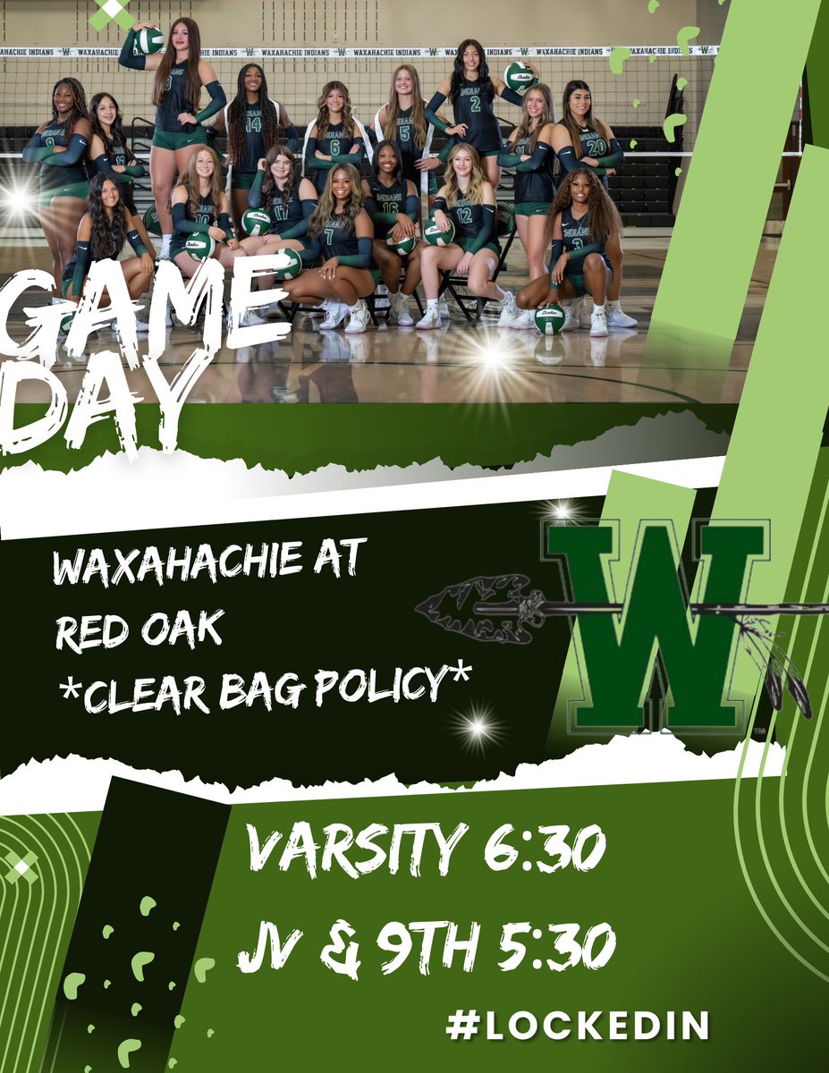 Eat, sleep, watch volleyball, repeat. 🏐TOMORROW🚨 Game day💪🏻 Come see us at Red Oak! 💚🏐 #IndianPRIDE #LockedIN @EllisCoSports @kbec @Travis5mith @Gosset41 @GMsportsmedia1 @SportsDownhome @SportsDayHS