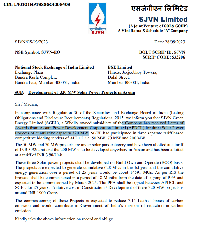 BE_Bazaar's tweet image. 👉#SJVN ने असम में 3 #PowerProjects के लिए करार किया
#Order #Solar #SolarPower #Developed #BharatExpressBazaar #BEBazaar