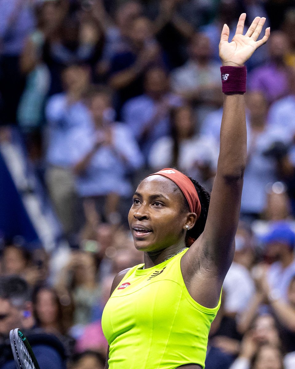 usopen's tweet photo. First night win on Ashe for Coco Gauff ✅ https://t.co/Q6v1lo14oD