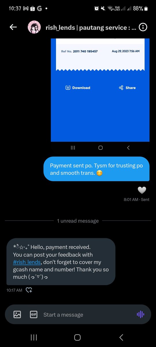 gentleMeowMan's tweet photo. Thank you for trusting po @junniebub. Legit. 💯 #rish_lends https://t.co/wUjaF9qxKa