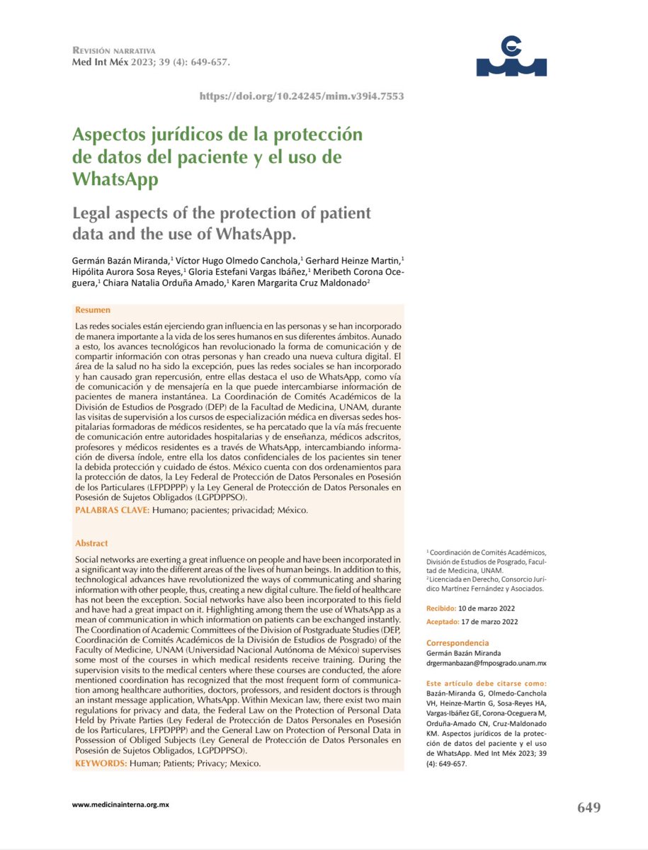 Es correcto mandar información de un paciente por WhatsApp? Subir sus Labs e Imagen a Chats grupales? O para pedir Interconsultas?

Según esto no (p/ en realidad es muy difícil que te puedan fincar una responsabilidad, sobretodo si no se puede identificar)

Mejor léanlo: