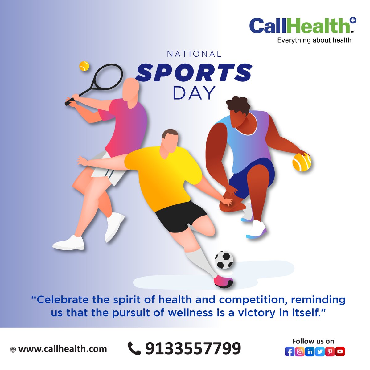 CallHealthIndia's tweet photo. #nationalsportsday
Elevate your well-being this #nationalsportsday by embracing an active lifestyle.
Make a commitment to yourself.Move, play, and thrive as you celebrate the benefits of staying active!
#NationalSportsDay
#CallHealth #EverythingAboutHealth https://t.co/ePa2JxiYe9