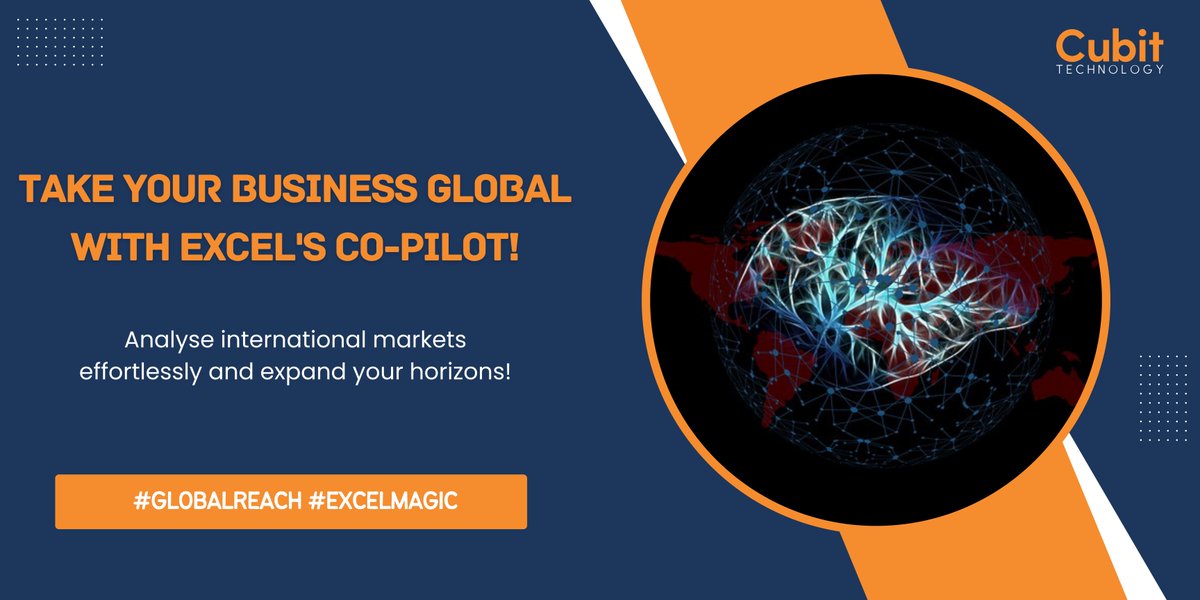 cubittech's tweet image. Take your business global with Excel's Co-Pilot! Analyse international markets effortlessly and expand your horizons!
#GlobalReach #ExcelMagic