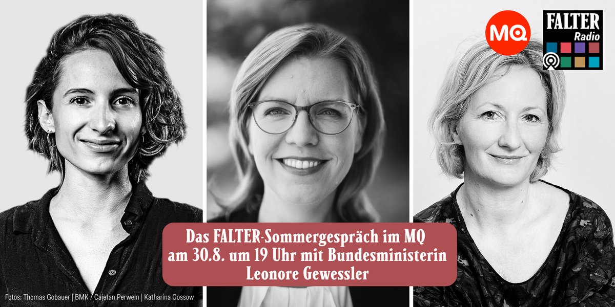 Wie schaffen wir die Klimawende? Finden die Themen Nachhaltigkeit und Klimagerechtigkeit genug Platz in der Politik? Darüber diskutiert Österreichs Bundesministerin Leonore Gewessler @lgewessler (Grüne) mit @barbaratoth und @KKropshofer beim FALTER-Sommergespräch im @mqwien! 1/