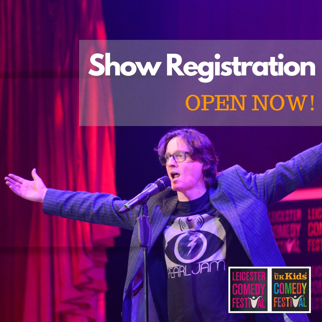 On your marks, get set, show registration is open, go! 

You now have until 5 pm on Friday 29th September to register your shows for <a href="/LeicsComedyFest/">Leicester Comedy Festival</a> and <a href="/KidsComedyFest/">The UK Kids’ Comedy Festival</a>! 

We can't wait to see what you have in store for us 😍 🥳

Visit eventotron.com to get started!