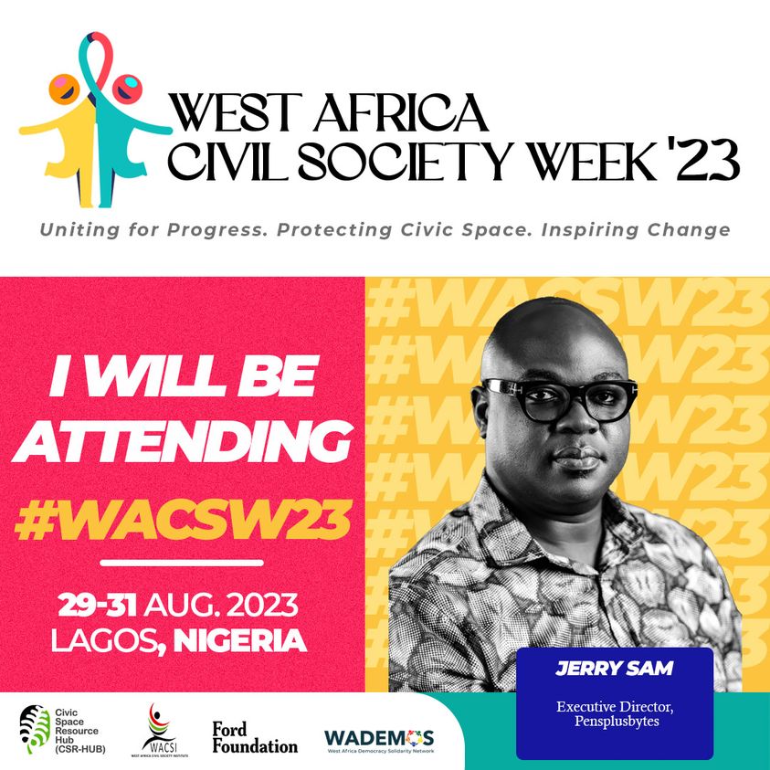 penplusbytes's tweet photo. Our Executive Director, @AfricaJerry joins civil society organizations in Lagos, Nigeria today to mark the West Africa Civil Society Week '23 on the theme: Uniting for Progress. Protecting Civic Space. Inspiring Change.

#WACSW23 https://t.co/Jr8v8BsHB8