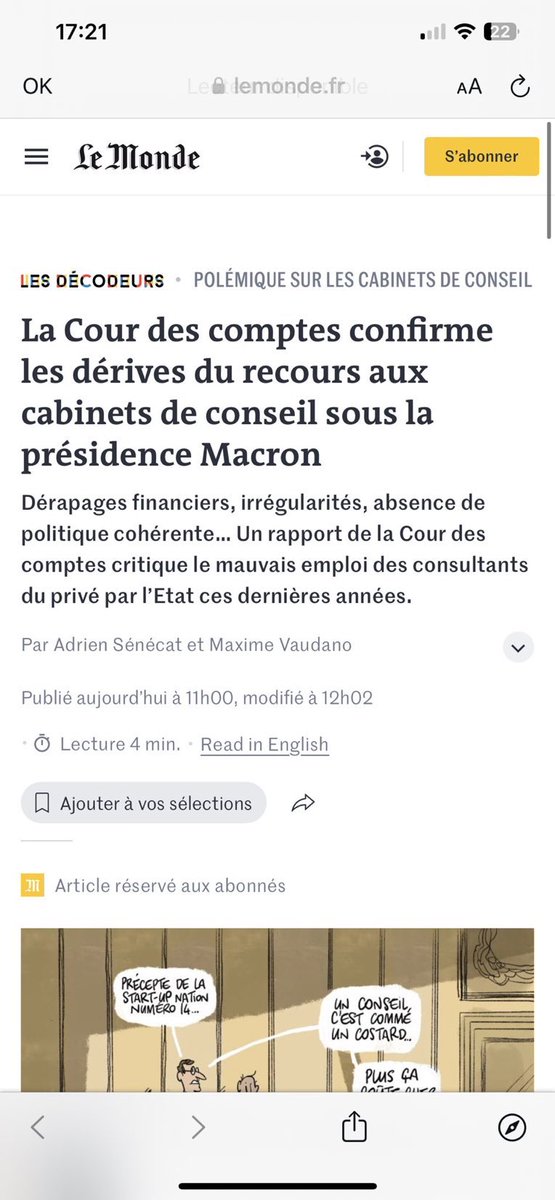 Cet article confirme que Macron a utilisé et abusé des cabinets comme McKinsey et personne n’en parle?😳 Article censuré par la Macronie!🤢 Il faut que tout le monde sache en diffusant en masse!💪