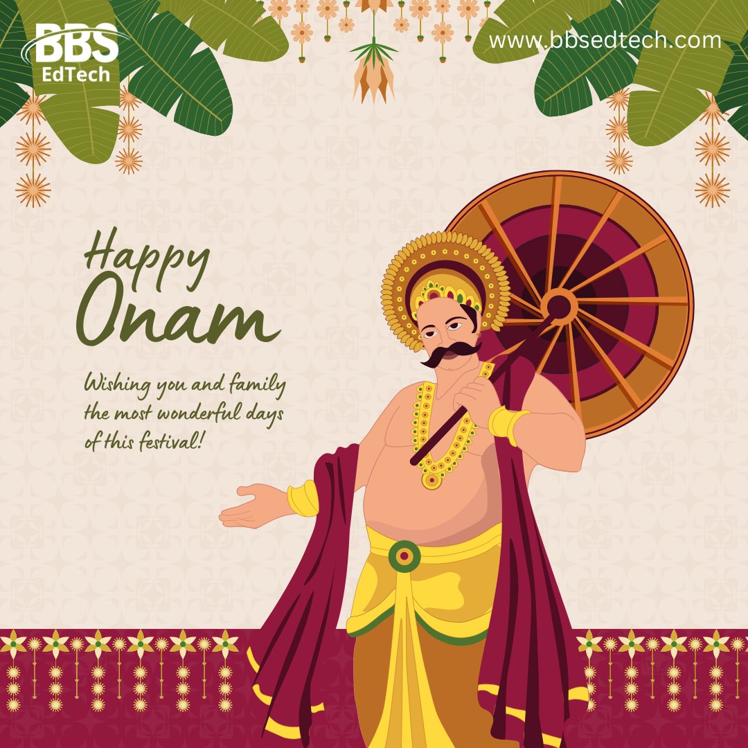 BSedutech's tweet image. As the vibrant festival of Onam dawns upon us, we extend our heartfelt wishes to you and your family. May the spirit of unity and harmony that Onam signifies fill your home with joy and laughter. #haapyonam #bbsedtech