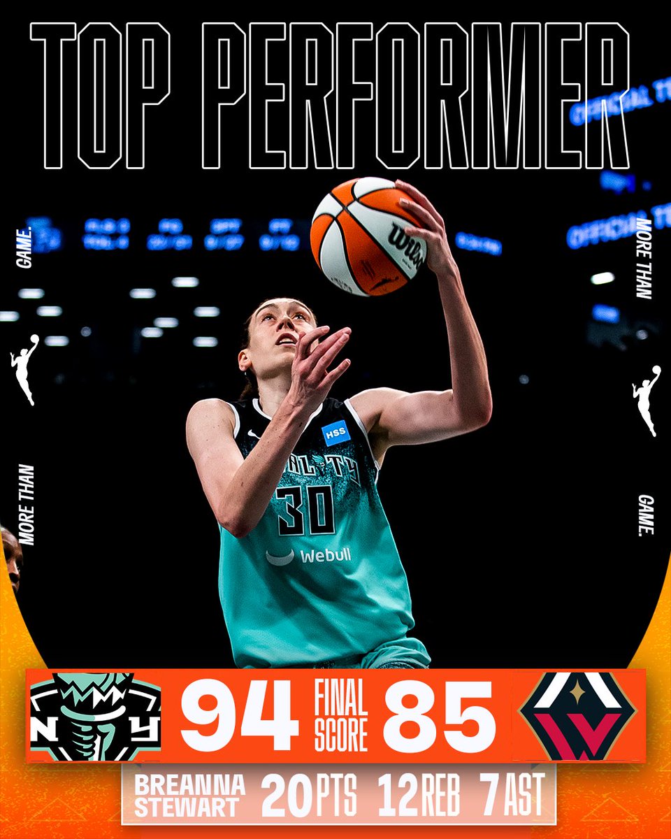 W Update 🏀 Sabrina Ionescu scored 25 points and Breanna Stewart added 20 points, 12 rebounds and seven assists to help the New York Liberty beat the Las Vegas Aces 94-85 on Monday night in the final regular-season meeting between the teams. #WNBA #NBAAfrica #MoreThanGame