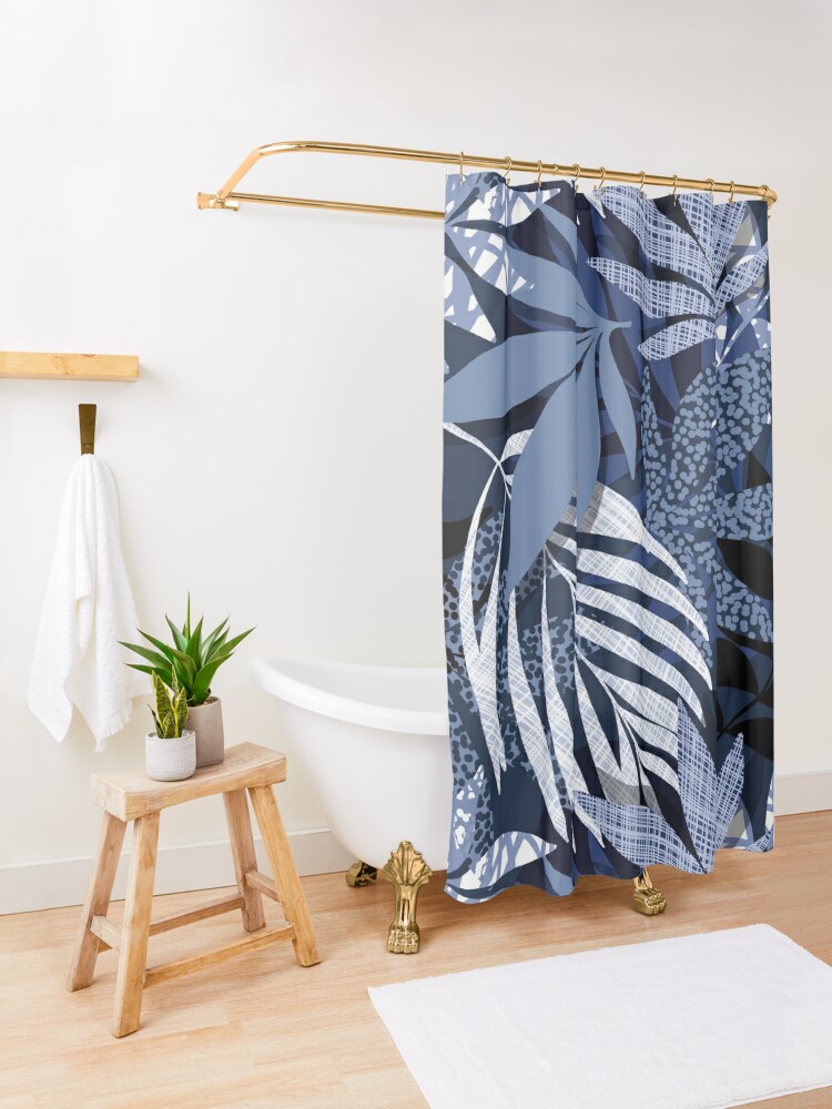 Get my art printed on awesome products. Support me at Redbubble #RBandME:  redbubble.com/i/shower-curta… #findyourthing #redbubble #redbubble #tropicalpattern #bohemianstyle #blue #tonal #monochrome #bathroomdecor #stylish #tropicalpattern #showercurtain #showertime #dominiquevari