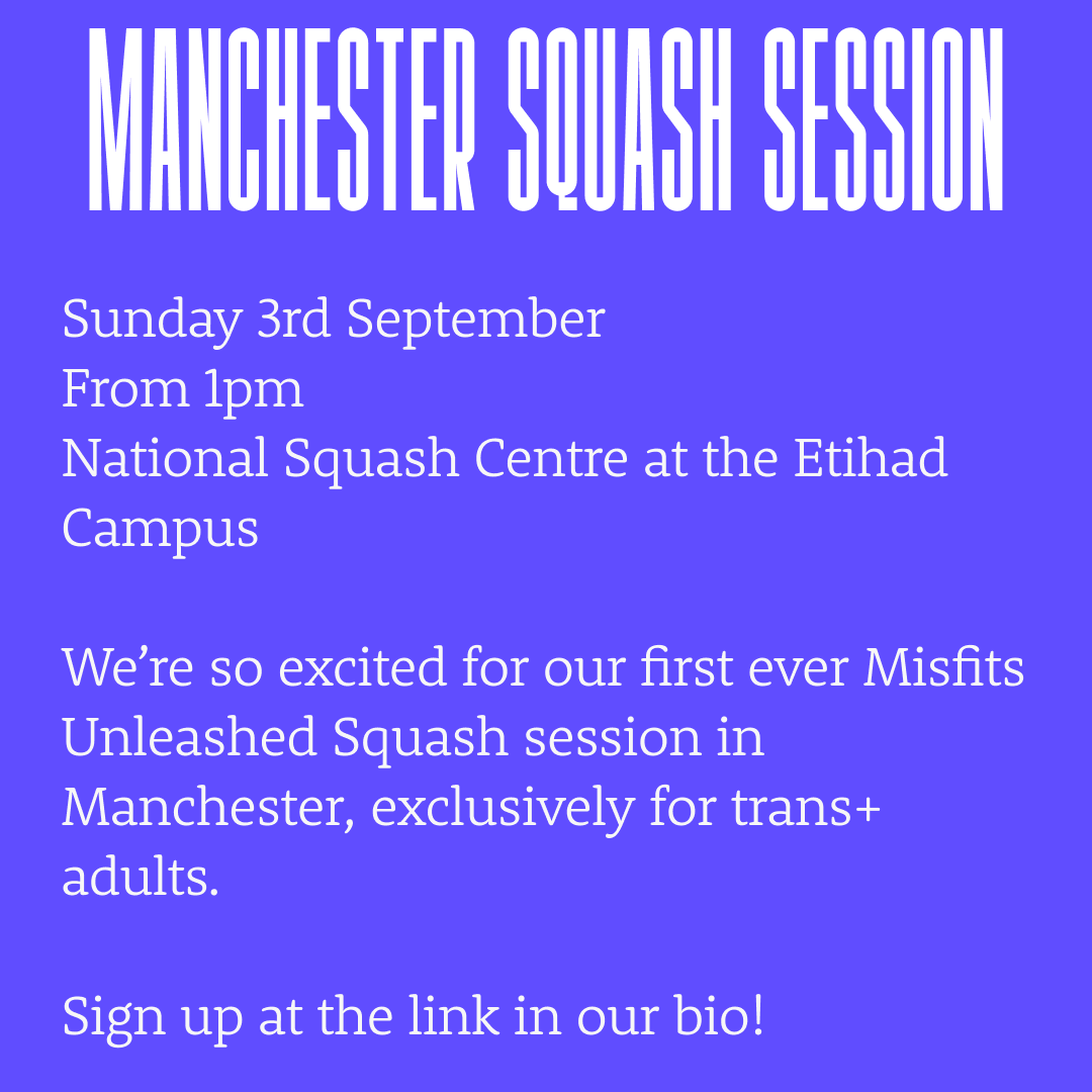 TRANS CREATIVE UK (@transcreativeuk) on Twitter photo 🏳️⚧️ From our friends <a href="/NotAPhaseOrg/">Not A Phase</a>...
Their next Manchester Misfits Unleashed session will be on Sun 3 Sep, where they’ll be taking over the National Squash Centre at the Etihad Campus 🌟
Join their Misfits Trainers for a free session!
eventbrite.com/e/misfits-unle…
#trans #manchester 🏳️⚧️ From our friends <a href="/NotAPhaseOrg/">Not A Phase</a>...
Their next Manchester Misfits Unleashed session will be on Sun 3 Sep, where they’ll be taking over the National Squash Centre at the Etihad Campus 🌟
Join their Misfits Trainers for a free session!
eventbrite.com/e/misfits-unle…
#trans #manchester
