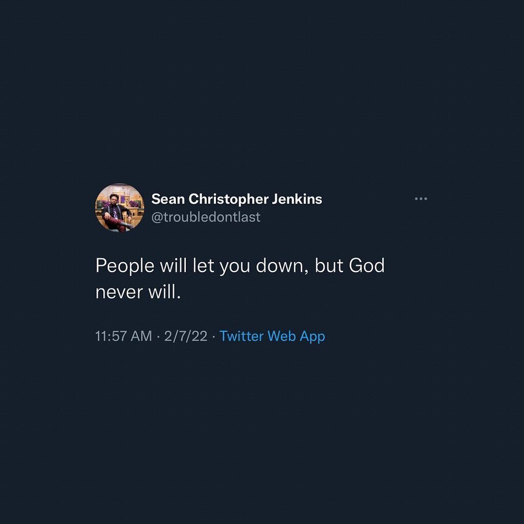 troubledontlast's tweet photo. People may leave your life, but God will still be there for you. #trustinthelord
When God comes into your life, you'll still be fine when others leave. #godwillneverleaveyou
No matter who comes and leaves your life, God is here to stay forever. #trustg… https://t.co/LFyLEm0rnM https://t.co/nNWHTpj33x