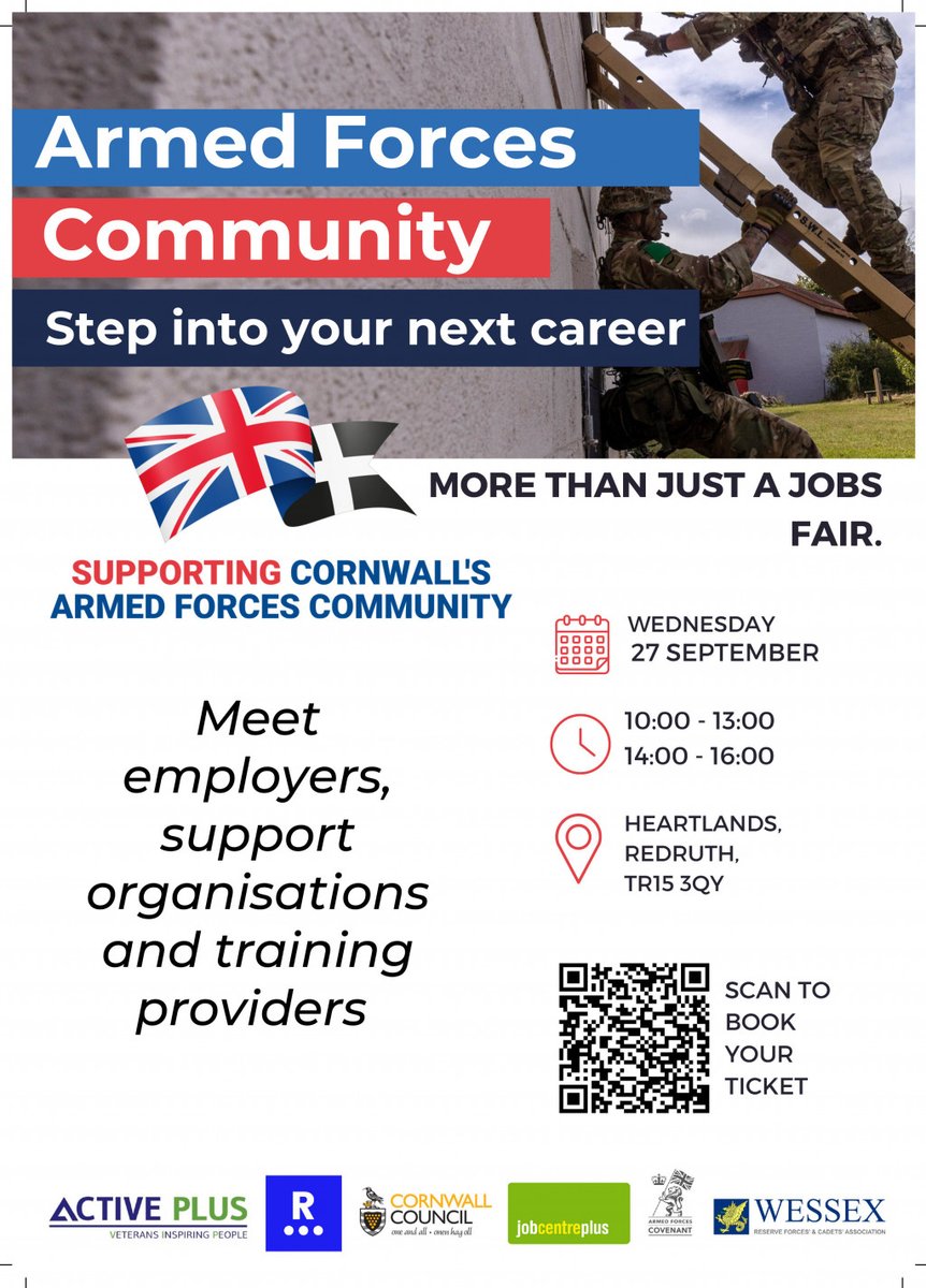 Don't miss the exceptional event at Heartlands, Redruth on Wed, 27 Sept, 10am - 4pm. It's not your usual jobs fair - it's a game-changer! Discover employment, training, and support. Scan the QR code and secure your ticket to level up your career today!