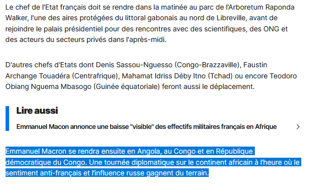 jtchoufang's tweet photo. Puis ce fut le fameux #OneForestSummit de Libreville début Mars 2023, avec une rencontre #Bongo-#Macron la veille au soir. Cependant, ce voyage fut combiné à un périple africain plus étendu, et déjà arrangé pour répondre à l'influence #russe...
https://t.co/02GJP7kqTX https://t.co/eYNfSmUslL