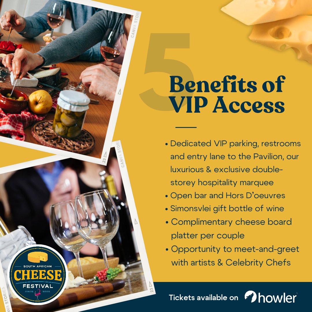 Find out more on our website and get your tickets on Howler: cheesefestival.co.za/vip-hospitality

#cheesefestival2023 #viphospitalitypavilion